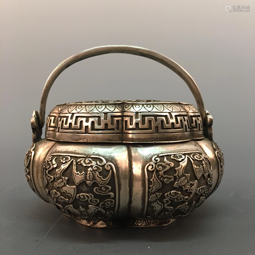 Chinese Silvering Bronze Hand Warmer