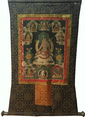 Chinese Hanging Scroll Tibetan Thangka and Lineage