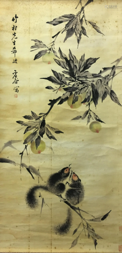 Chinese Water-Color Painting of Squirrels