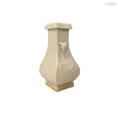 Chinese White Glazed Square Vase