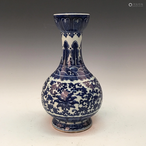 Chinese Blue-White 'Floral' Vase, Qianlong Mark