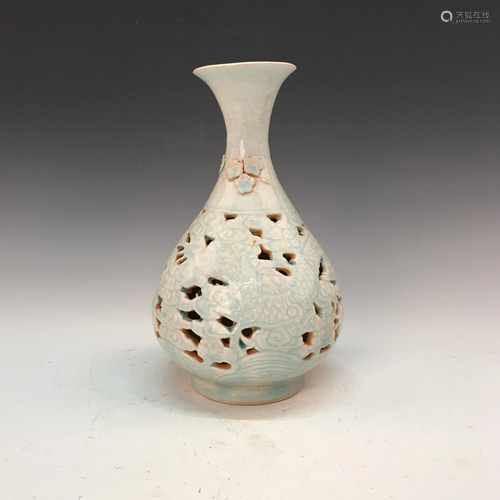 Chinese Hutian Kiln Bottle Vase Openwork