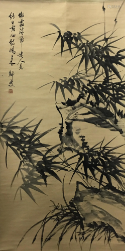 Chinese Hanging Scroll of Bamboos Painting
