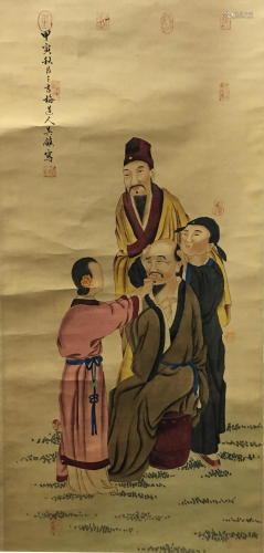 Chinese Hanging Scroll of Figures Painting