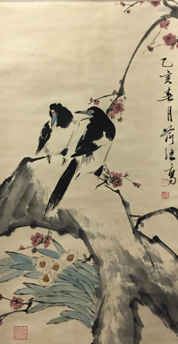 Chinese Hanging Scroll of 'Flower & Birds' Painting