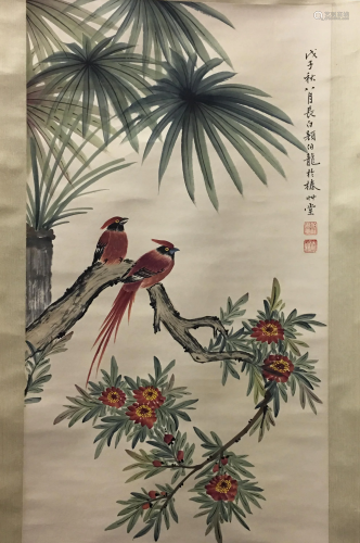 Chinese Hanging Scroll of 'Flower & Birds' Painting