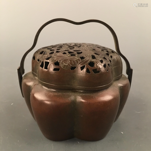 Chinese Bronze Hand Warmer Openwork