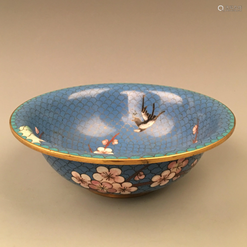 Chinese Gilt Rim Enamel â€˜Birds & Flowersâ€™ Bowl
