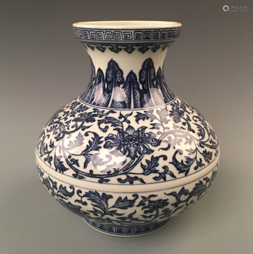 Chinese Blue-White 'Lotus' Vase, Yongzheng Mark