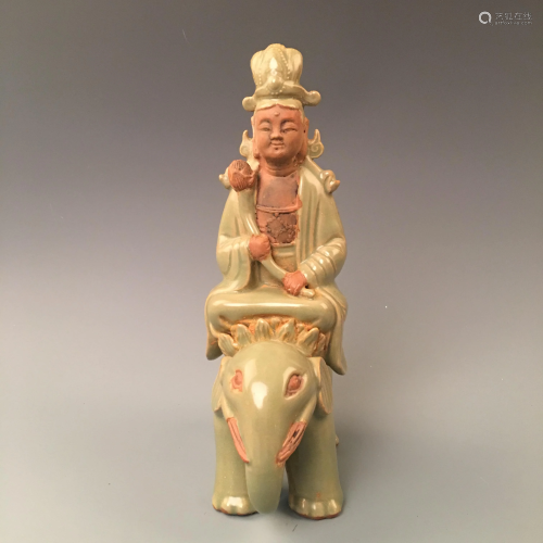 Chinese Longquan Ware Celadon Porcelain Buddha