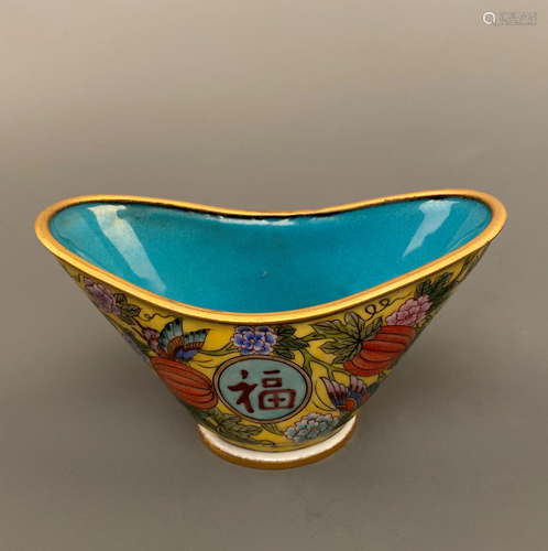 Chinese Enamel-Colored Ingot Bowl