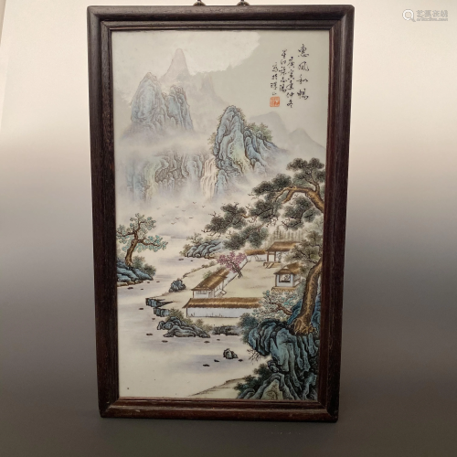 Chinese Famille Rose 'Landscape' Porcelain Painting