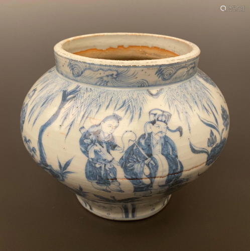 Chinese Blue-White Figured Jar