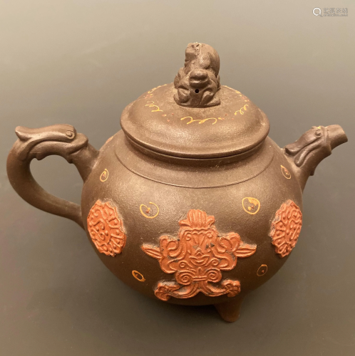 Chinese Yixing Engraved Teapot