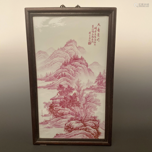 Chinese Red-White 'Landscape' Porcelain Painting