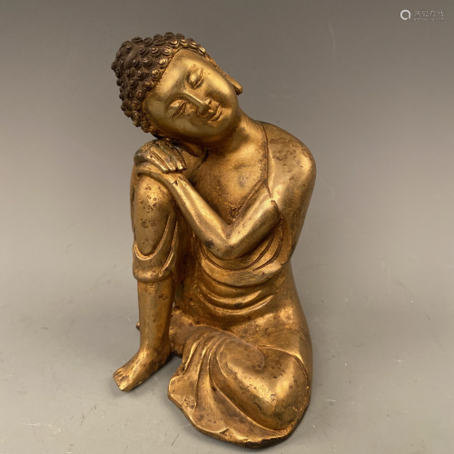 Chinese Gilded Bronze Figure of Sakyamuni