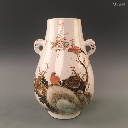 Chinese Famille Rose Birds Vase