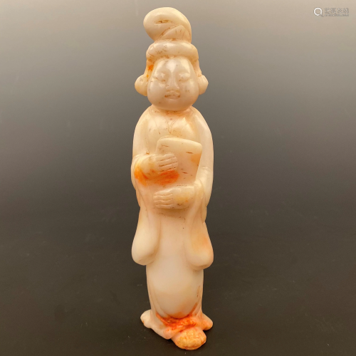 Chinese Tan Dynasty White Jade Lady