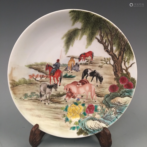 Chinese Famille Rose Wrangler Plate with Qianlong…
