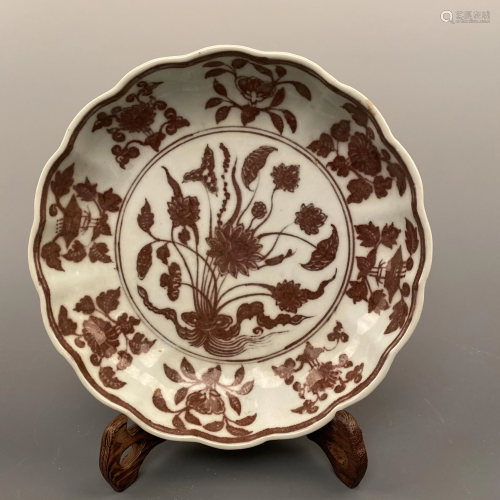 Chinese Copper Red Lotus Plate