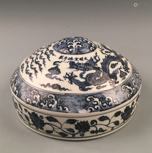 Chinese Blue and White Dragon Pot