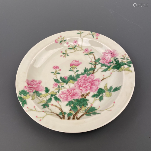 Chinese Famille Rose 'Flowers' Plate 'Yongzheng' Mark