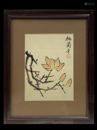 Framed Chinese Flower Painting