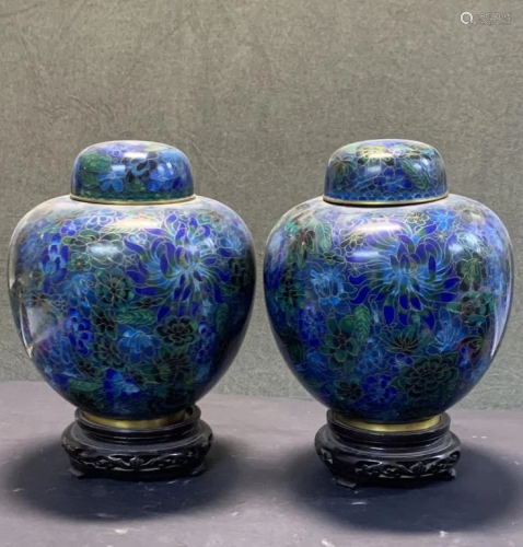 190Pair of QING blue Cloyzznei pots.