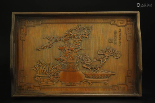 Wood and Bamboo Carved Plate