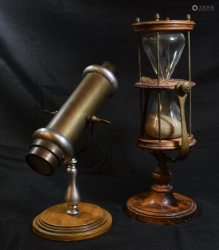 Brass Kaleidoscope & Brass & Wood Hourglass