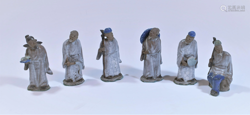 (6) Chinese Ceramic Scholar Figures