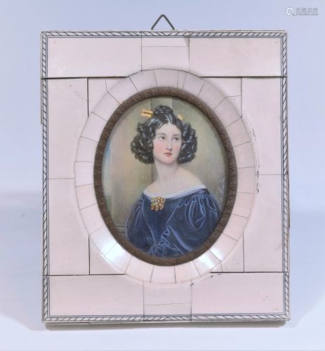 Steiler 19th C Portrait Miniature of a Lady