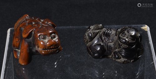 (2) Japanese Boxwood Netsuke