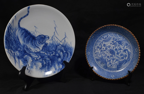 (2) Chinese Blue & White Charger and Plate