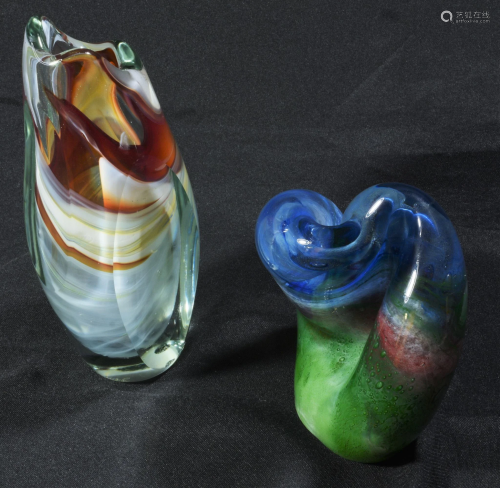 (2) Studio Art Glass Sculpture by Jon & Deb Myer