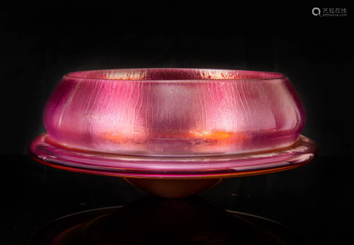 Robert Hurlstone Pink-Orange Iridescent Bowl