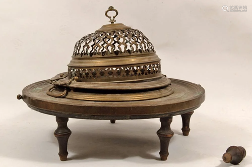 Spanish Pierced Dome Brass Brazier, 19th Century