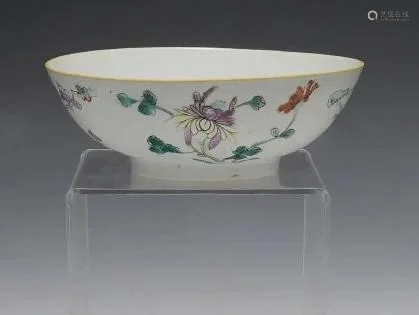 Chinese White Ground Floral Bowl, 19th C