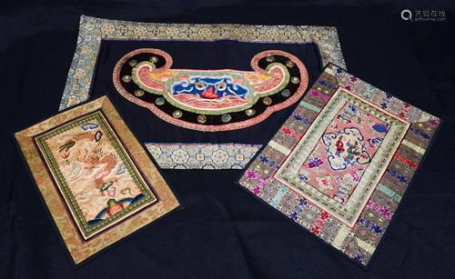 (3) Chinese Forbidden Stitch Embroideries Qing