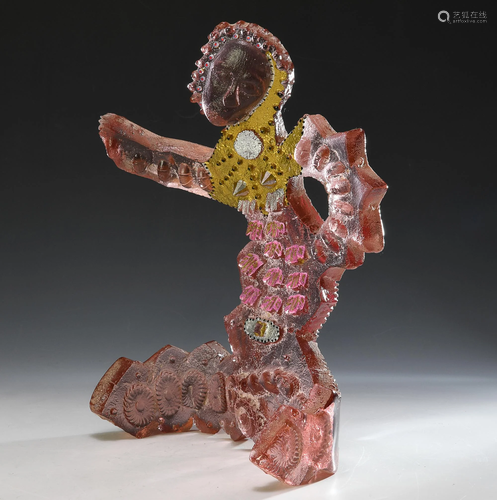 John Magin Pink Madonna Glass Sculpture 1985