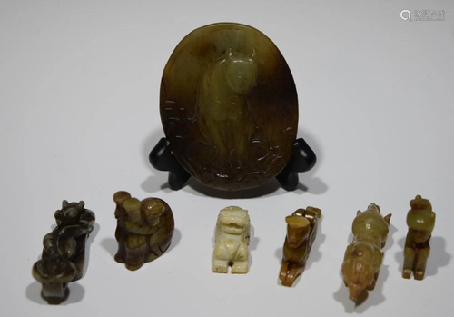 (7) Jade Carvings of Plaque and Animals