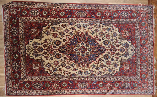 Antique Isfahan Medallion Rug Circa 1920