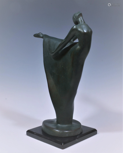 Patinated Plaster Art Deco Dancer Figure