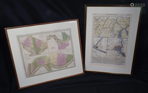 (2)1838, 1863 Hand Colored Maps of Washington,…