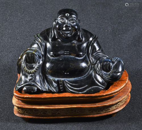 Carved Blue Tigers Eye Buddha