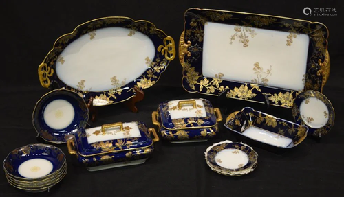 (17) Piece, 1883 Haviland Limoges Cobalt & Gold