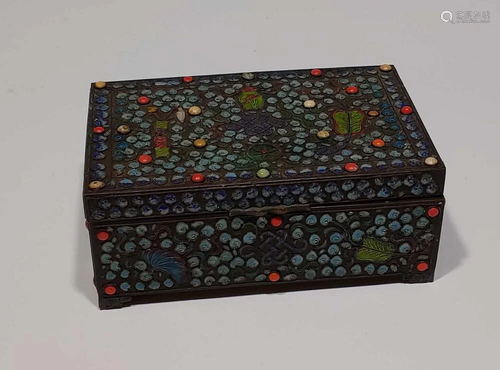 Chinese Enamel Box with Buddhist Treasures, 19th C