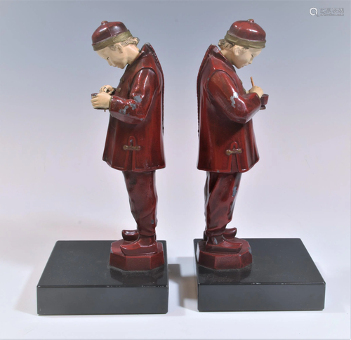 Chinese Cast Metal Figural Bookends