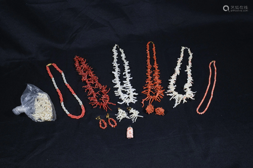 (12) Coral Necklaces, Earrings, Pendant