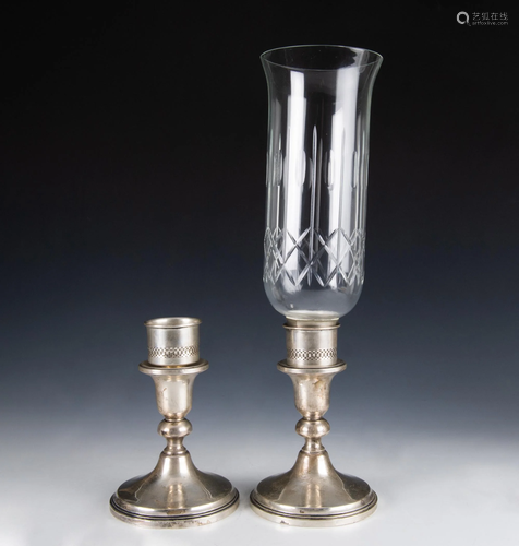 Revere Sterling Hurricane Lamp Candlesticks